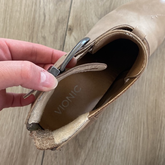 Vionic Nude Tan Bootie Heels - Picture 2 of 9